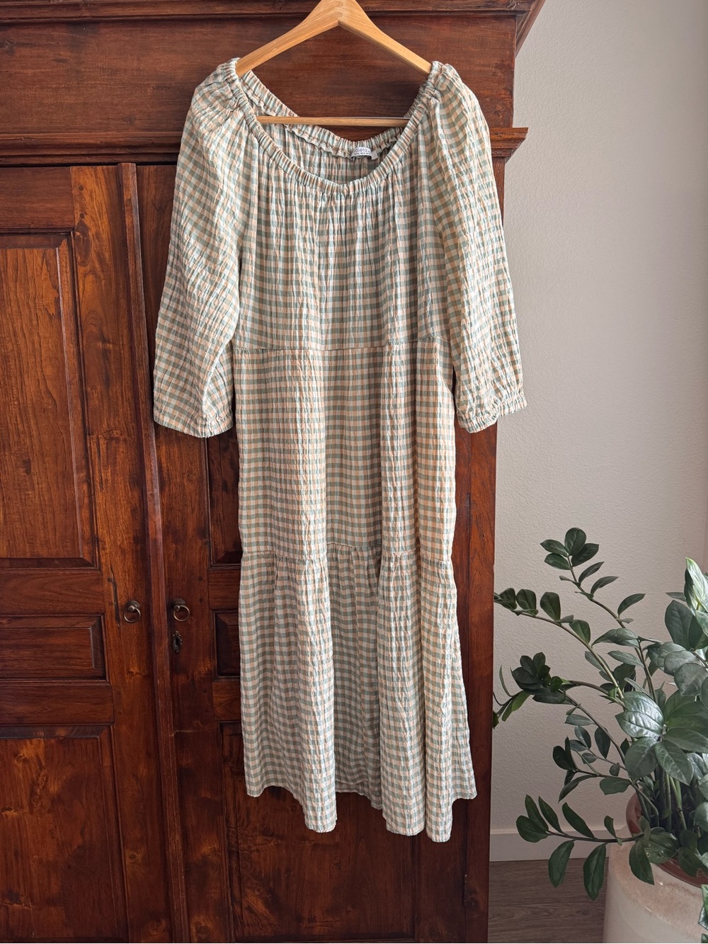 Mango Tiered Gingham Checkered Dress Violeta by MNGO